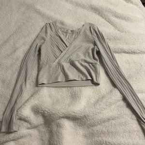 white v neck long sleeve